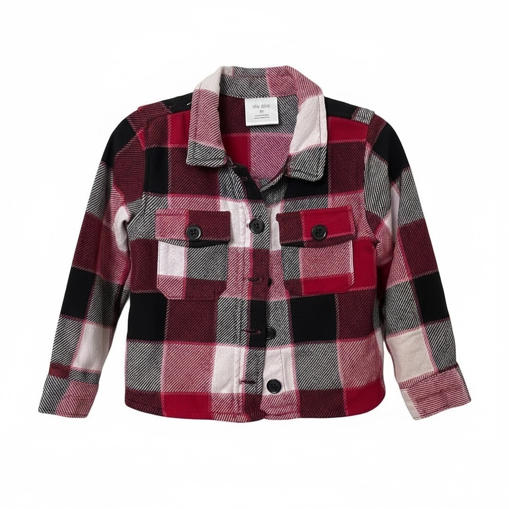 Kids Cozy Plaid Flannel Shacket Jacket
